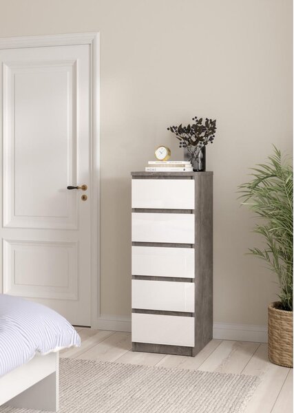Komoda Simplicity 40 x 50 x 111,5 cm, šedá / bílý lesk