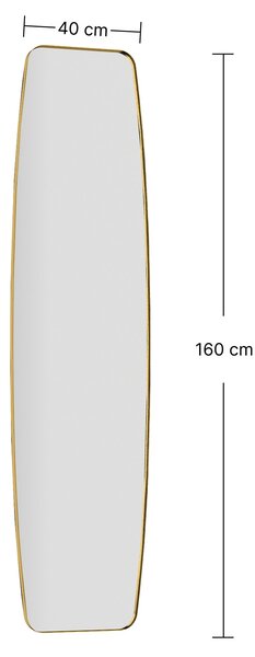 HOMCOM nástěnné celozrcadlo 160 × 40 cm s kovovým rámem — dekorativní zrcadlo do předsíně, ložnice a obývacího pokoje, zlaté | Aosom