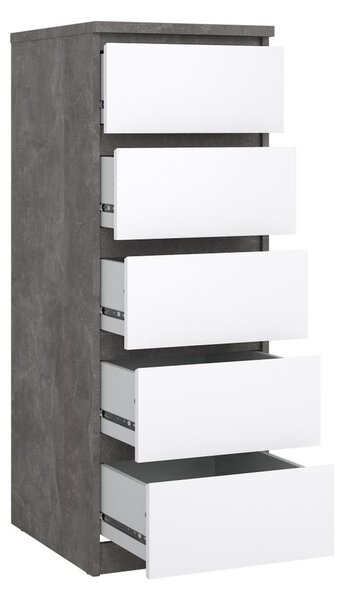 Komoda Simplicity 40 x 50 x 111,5 cm, šedá / bílý lesk