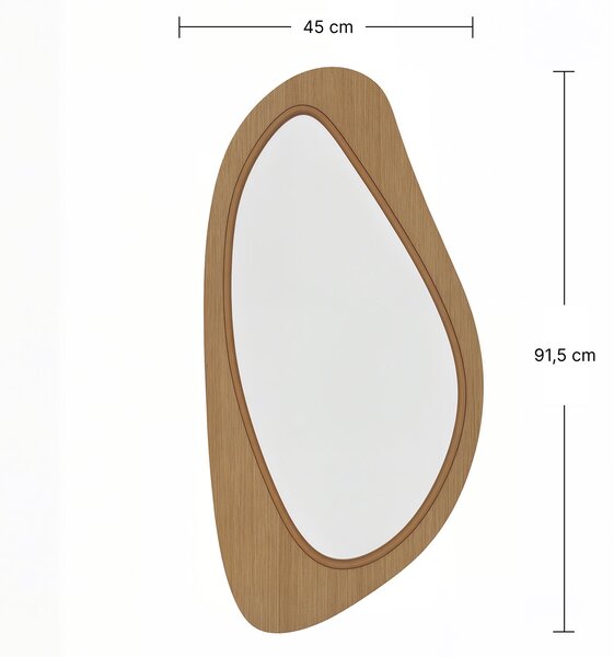 HOMCOM asymetrické nástěnné zrcadlo 91,5 x 45 cm – rám z borovicové dýhy, dekorativní závěsné zrcadlo do ložnice a obývacího pokoje, přírodní | Aosom