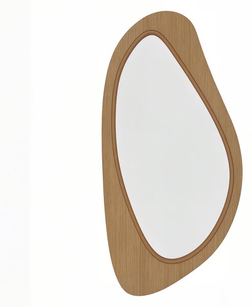 HOMCOM asymetrické nástěnné zrcadlo 91,5 x 45 cm – rám z borovicové dýhy, dekorativní závěsné zrcadlo do ložnice a obývacího pokoje, přírodní | Aosom