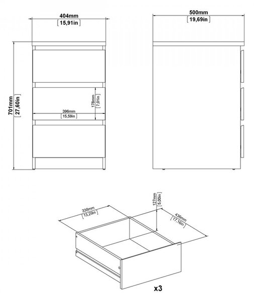 Komoda Simplicity 40 x 50 x 70 cm, bílý lesk