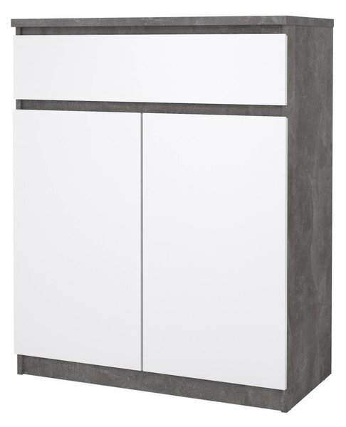 Komoda Simplicity 80 x 40 x 100,5 cm, šedá / bílý lesk
