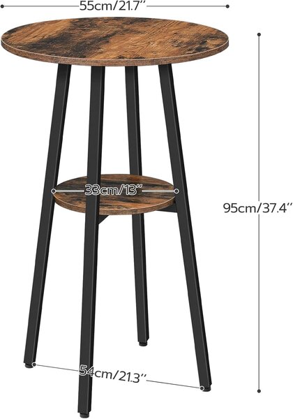Kulatý barový stůl Vasagle Obri 55 cm hnědý/černý