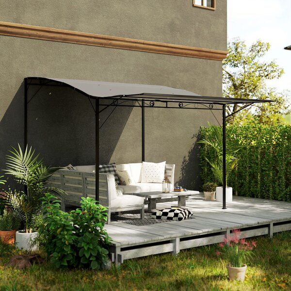 Outsunny pergola 3 x 2,5 m se stavitelnou střechou — ocelový rám, tmavě šedý polyesterový baldachýn | Aosom