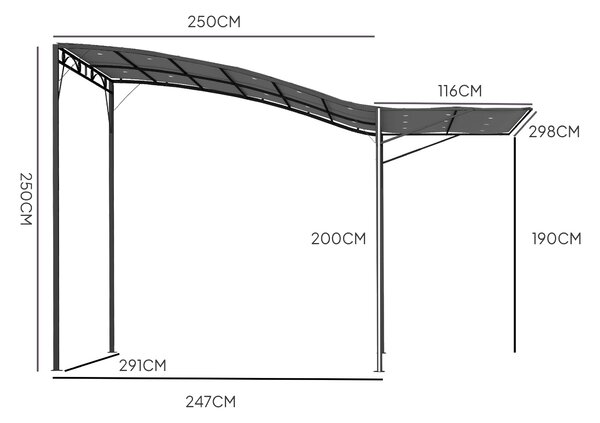 Outsunny pergola 3 x 2,5 m se stavitelnou střechou — ocelový rám, tmavě šedý polyesterový baldachýn | Aosom