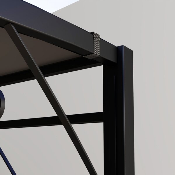 Outsunny pergola 3 x 2,5 m se stavitelnou střechou — ocelový rám, tmavě šedý polyesterový baldachýn | Aosom
