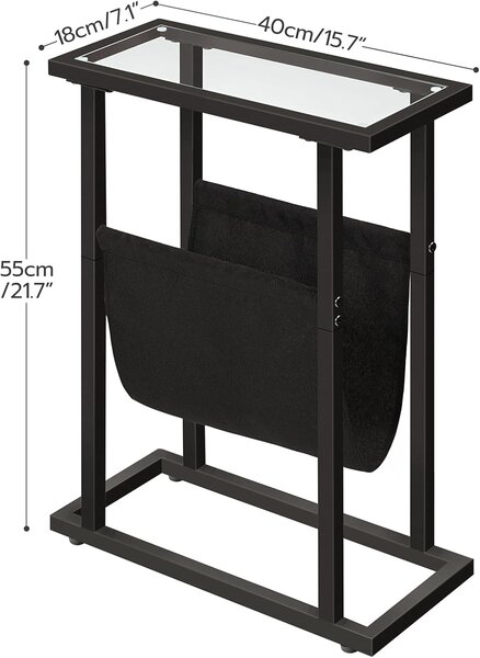 VASAGLE Odkládací stolek Fido 40 cm černý/čirý