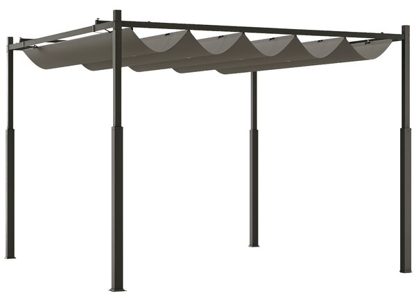 Outsunny zatahovací pergola 3 × 3 m – 180 g/m² polyester, UPF30+, magnetické upevnění, šedá | Aosom