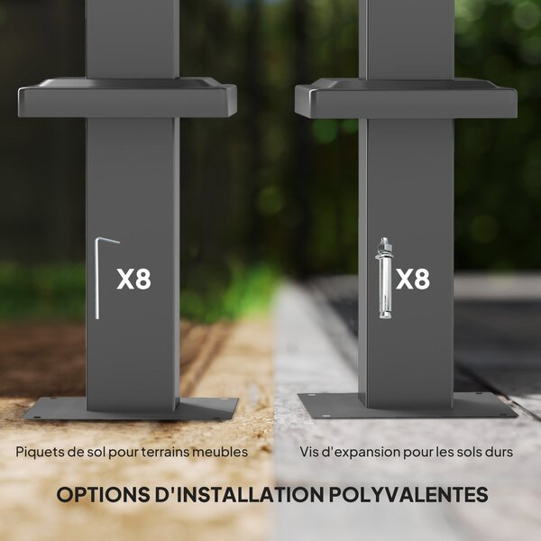 Outsunny vysouvací pergola 3 × 3 m — 180 g/m² UV-odolná plachta, magnetické zajištění, práškově lakovaný ocelový rám | Aosom