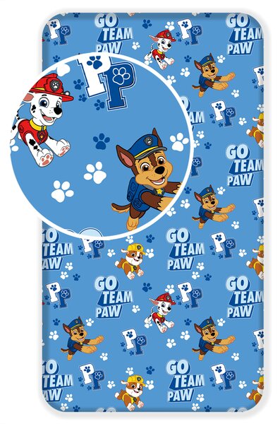 Jerry Fabrics Bavlněné napínací prostěradlo 90x200 + 25 cm - Tlapková patrola 161