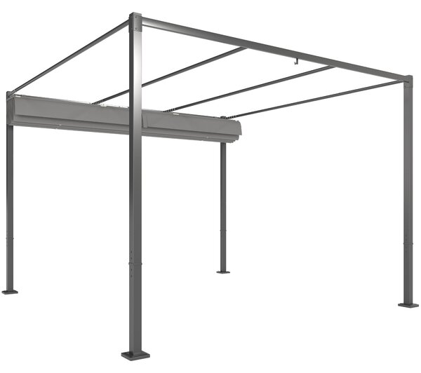 Outsunny vysouvací pergola 3 × 3 m — 180 g/m² UV-odolná plachta, magnetické zajištění, práškově lakovaný ocelový rám | Aosom