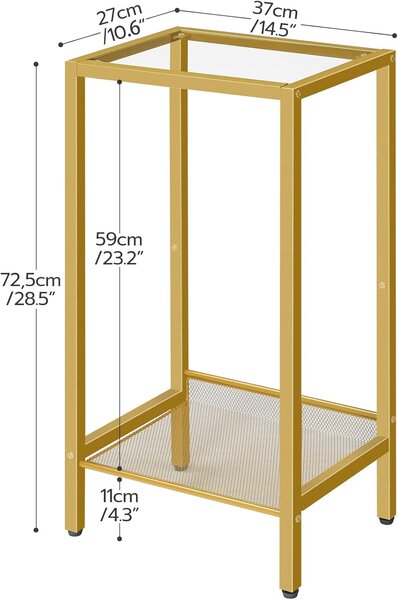 Odkládací stolek Vasagle Lamosa 37 cm čirý/zlatý