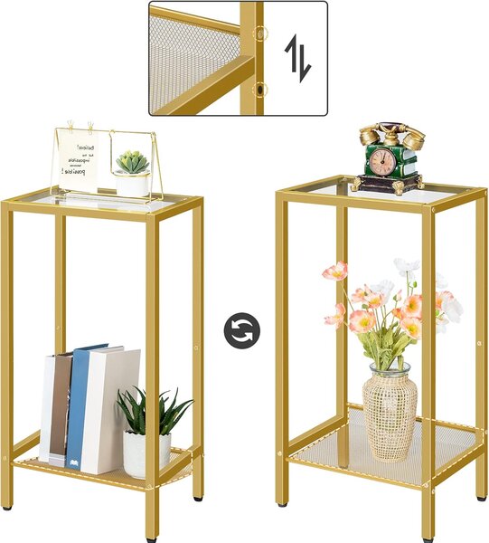 Odkládací stolek Vasagle Lamosa 37 cm čirý/zlatý