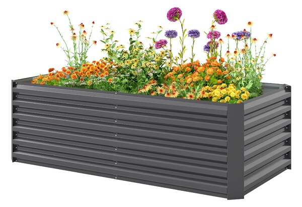 Outsunny pozinkovaný ocelový vyvýšený záhon 180 x 90 x 57,5 cm — hluboký květináč s výztužnými tyčemi a otevřeným dnem, odolný proti povětrnostním vli