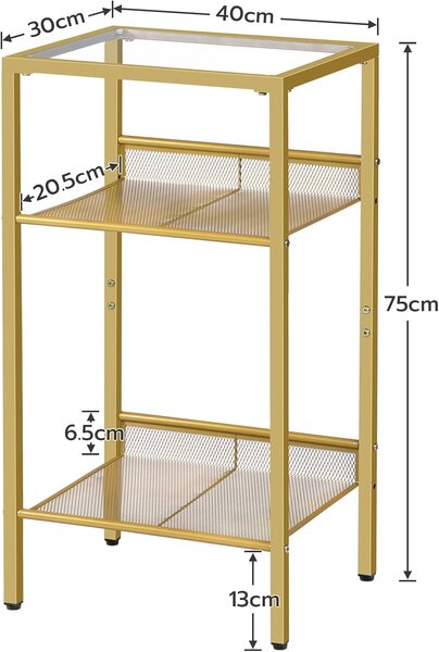Odkládací stolek Vasagle Nortia 40 cm čirý/zlatý