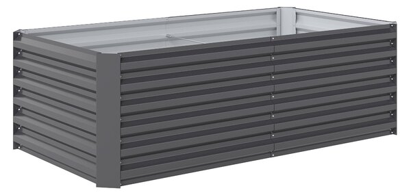 Outsunny pozinkovaný ocelový vyvýšený záhon 180 x 90 x 57,5 cm — hluboký květináč s výztužnými tyčemi a otevřeným dnem, odolný proti povětrnostním vli