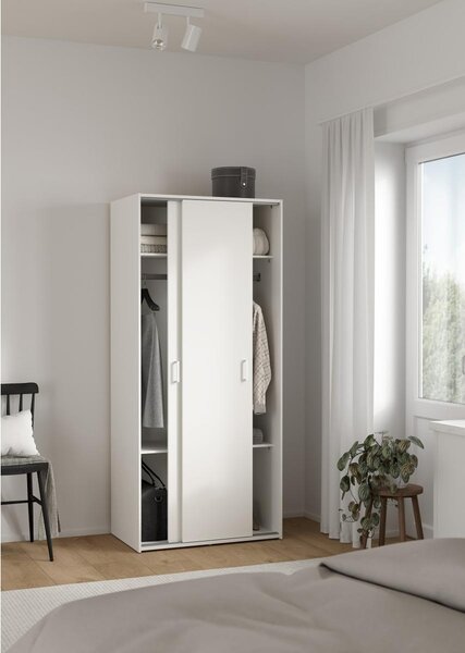 Šatní skříň Sid 77,6 x 48,3 x 175,4 cm, posuvné dveře, bílá