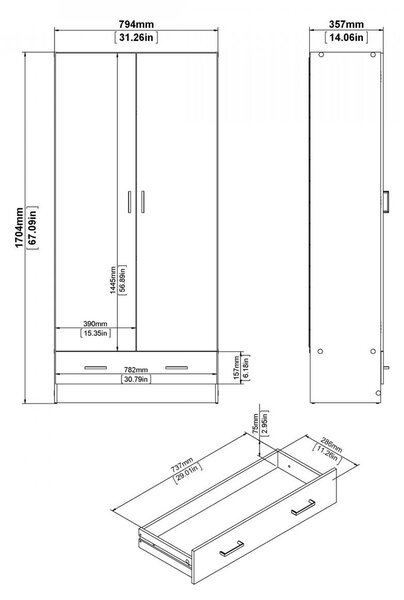 Šatní skříň Sid 80 x 36 x 170 cm, dub sonoma
