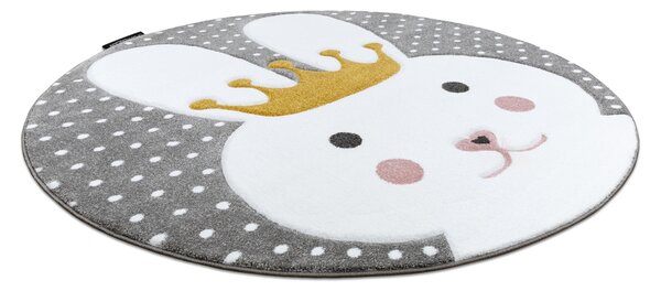 Dětský kulatý koberec PETIT Králiček šedý Rozměr: průměr 120 cm