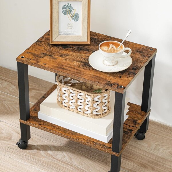 Pojízdný kancelářský regál Vasagle Pipewood 38 cm hnědý/černý