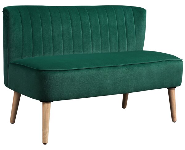 HOMCOM dvoumístná pohovka — kompaktní sametová pohovka do obýváku, ložnice a menších prostor, tmavě zelená (117 × 56,5 × 77 cm) | Aosom