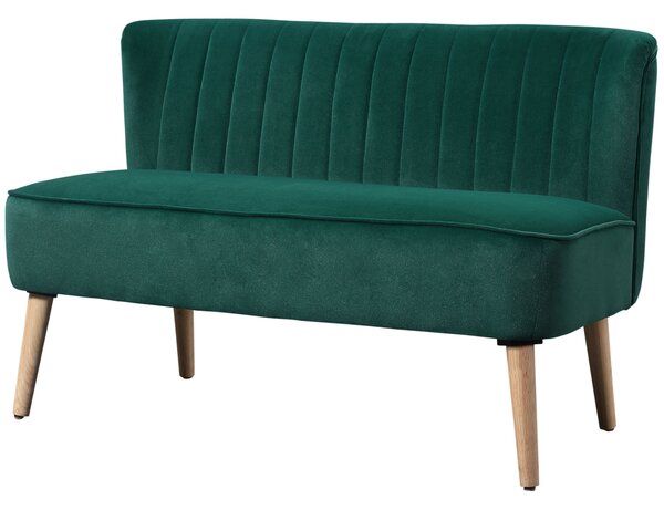 HOMCOM dvoumístná pohovka — kompaktní sametová pohovka do obýváku, ložnice a menších prostor, tmavě zelená (117 × 56,5 × 77 cm) | Aosom