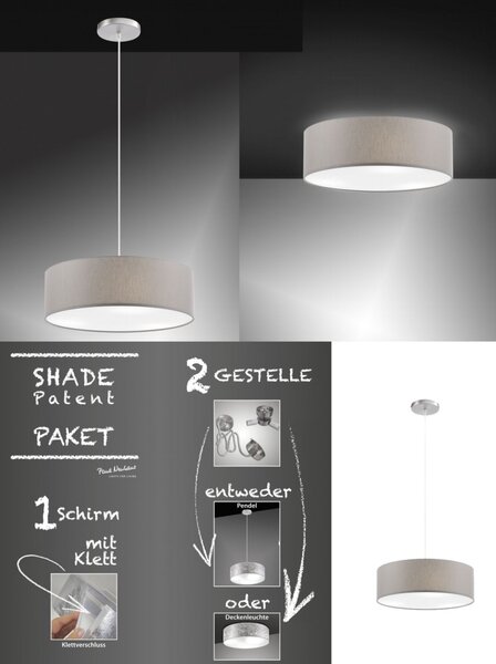 Stropní/závěsné textilní svítidlo Shade 3xE14, Ø400, světle hnědá