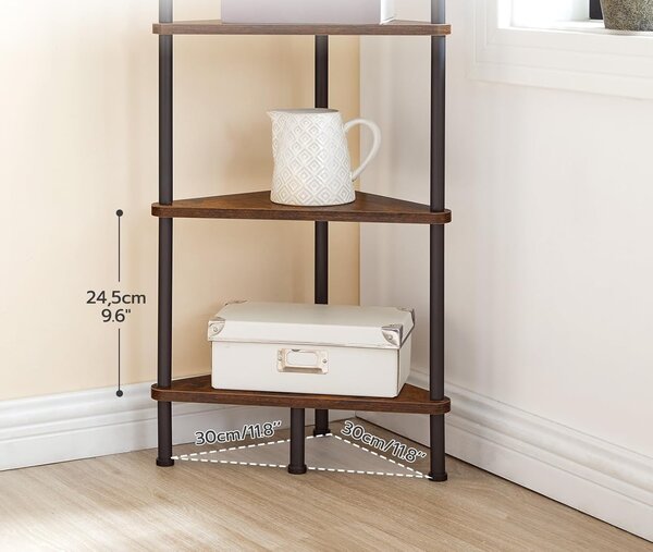 Rohový regál Vasagle Ebbi 30 cm hnědý/černý