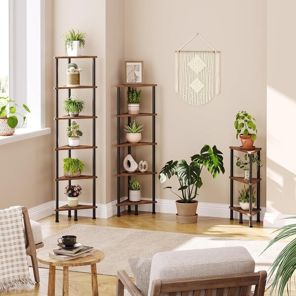 Rohový regál Vasagle Ebbi 30 cm hnědý/černý
