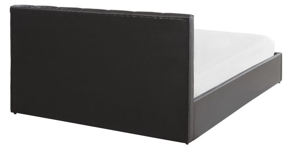Postel s úložným prostorem DREUX Umělá kůže Tmavě šedá 140 x 200 cm