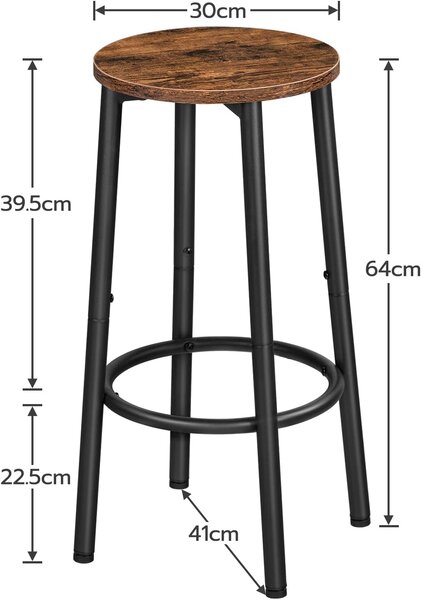 Sada 2 ks barových židlí Vasagle Cimera hnědá/černá
