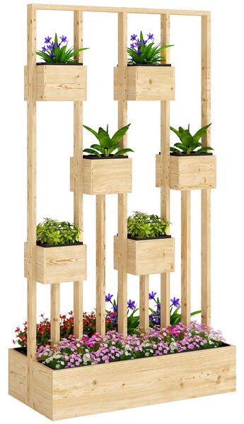 Outsunny dřevěný vyvýšený truhlík s mřížkou, 90 × 45 × 170 cm — truhlík pro popínavé rostliny, balkon a terasu | Aosom