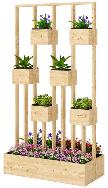 Outsunny dřevěný vyvýšený truhlík s mřížkou, 90 × 45 × 170 cm — truhlík pro popínavé rostliny, balkon a terasu | Aosom