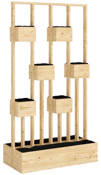 Outsunny dřevěný vyvýšený truhlík s mřížkou, 90 × 45 × 170 cm — truhlík pro popínavé rostliny, balkon a terasu | Aosom