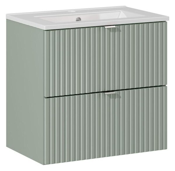 Comad Koupelnová skříňka s keramickým umyvadlem Line Reed Green II 60 cm - zelená