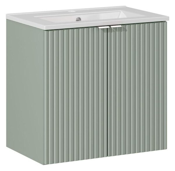 Comad Koupelnová skříňka s keramickým umyvadlem Line Reed Green 60 cm - zelená