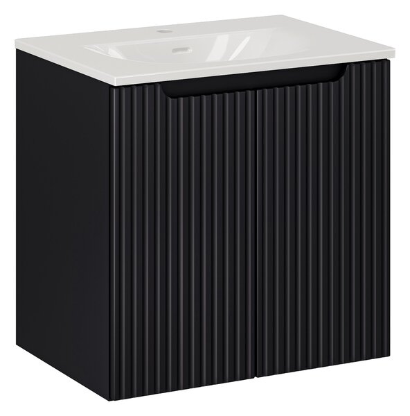 Comad Koupelnová skříňka s keramickým umyvadlem Nova Black II 60 cm - černá mat