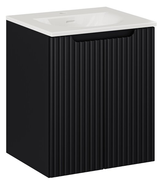 Comad Koupelnová skříňka s keramickým umyvadlem Nova Black II 50 cm - čerrná mat