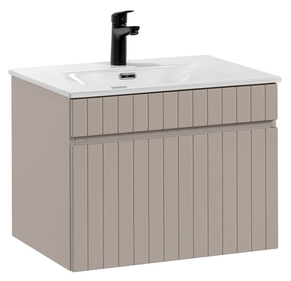 Comad Koupelnová skříňka s keramickým umyvadlem Iconic Cashmere 60 cm - černá mat