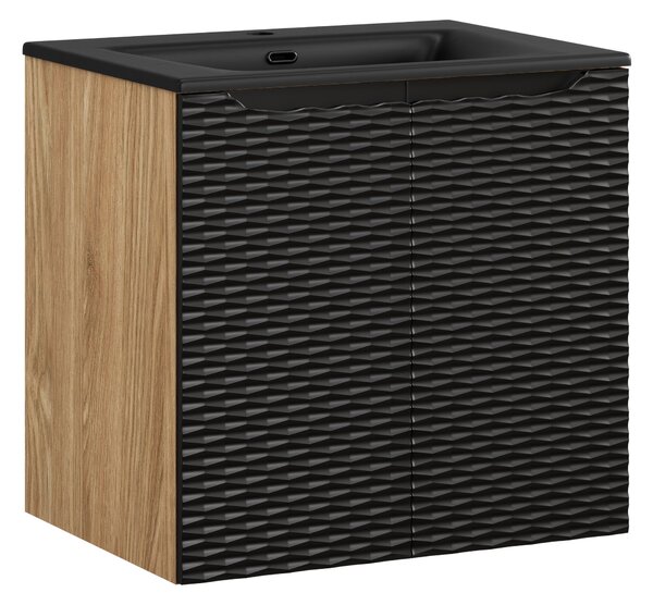 Comad Koupelnová skříňka s keramickým umyvadlem Ocean Black 60 cm - černá mat