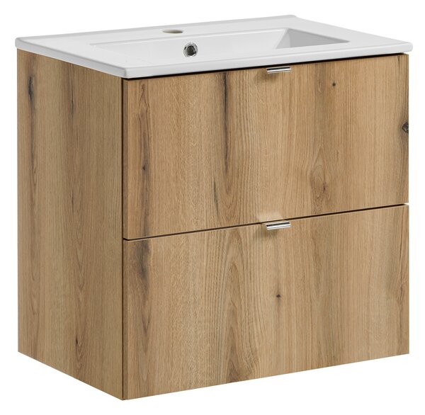 Comad Koupelnová skříňka s keramickým umyvadlem Nova Oak 60 cm - dub coast evoke