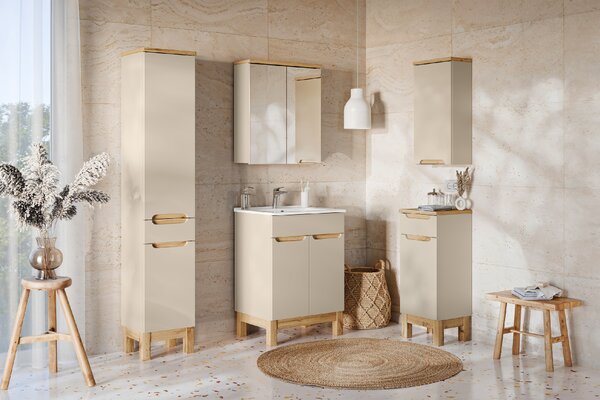 Comad Zrcadlová skříňka bez osvětlení Bali Cashmere 60 kašmír/dub wotan