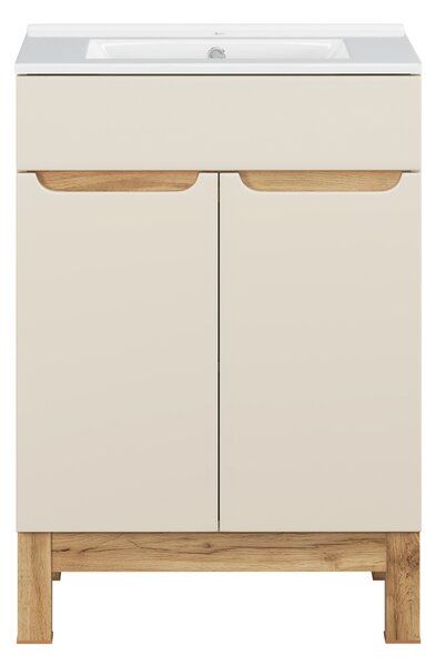 Comad Koupelnová skříňka s keramickým umyvadlem Bali Cashmere 60 cm - kašmír