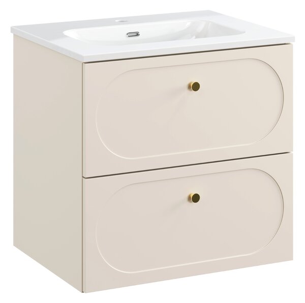 Comad Koupelnová skříňka s keramickým umyvadlem Donna Sand 60 cm - béžový písek