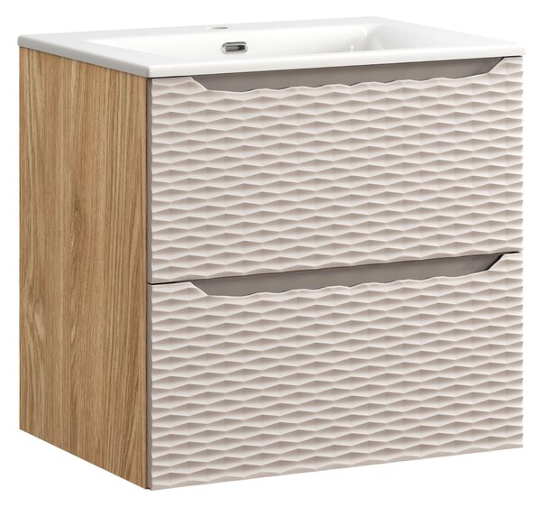 Comad Koupelnová skříňka s keramickým umyvadlem Ocean Beige II 60 cm - béžová