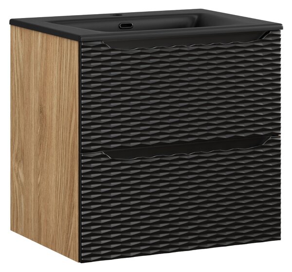 Comad Koupelnová skříňka s keramickým umyvadlem Ocean Black II 60 cm - černá mat