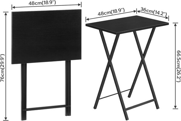 Skládací odkládací stolek Vasagle Abby 48 cm černý