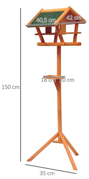 HOMCOM Krmítko pro divoké ptáky na stojanu s miskou, dřevěné krmítko pro venkovní použití 150 cm | Aosom