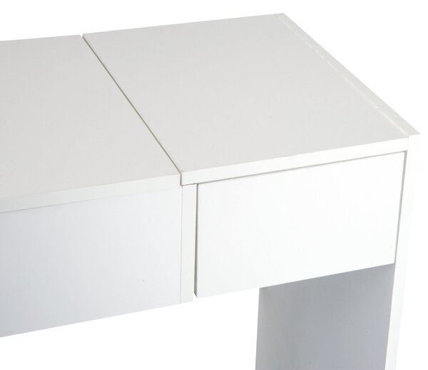 HOMCOM Toaletka s Taburetem a Odklápěcím Zrcadlem 80x40x79 cm a Úložnými Boxy 40x30x40 cm Bílá | Aosom
